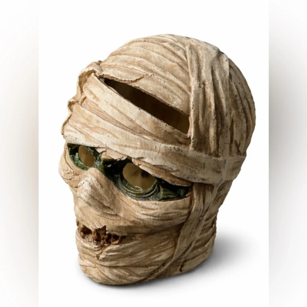 11” Light-Up Mummy Head Decoration LED Monster Prop Haunted House Decor